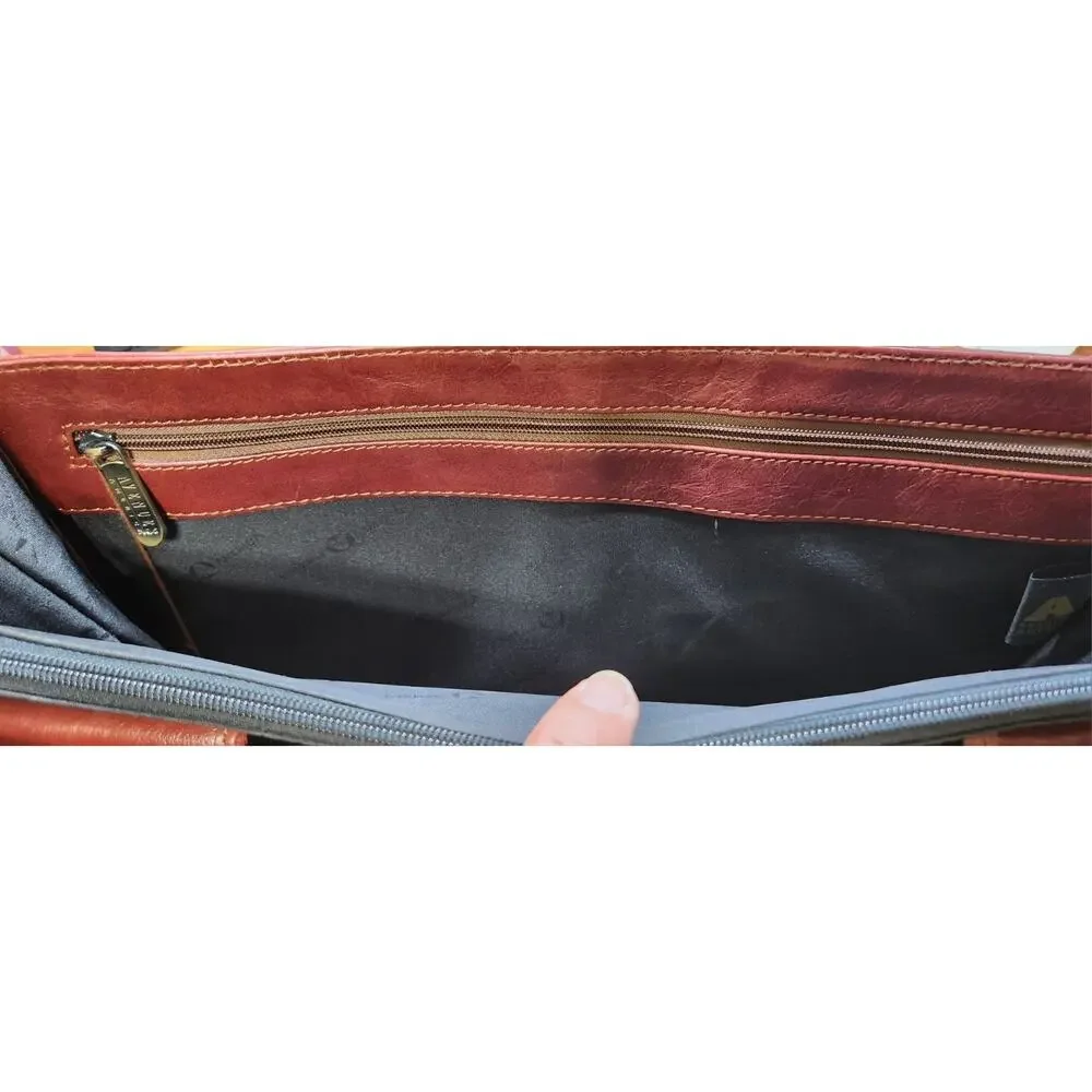 Avenues America Top-Grain Brown Leather‎ Portfolio Briefcase W/Key
